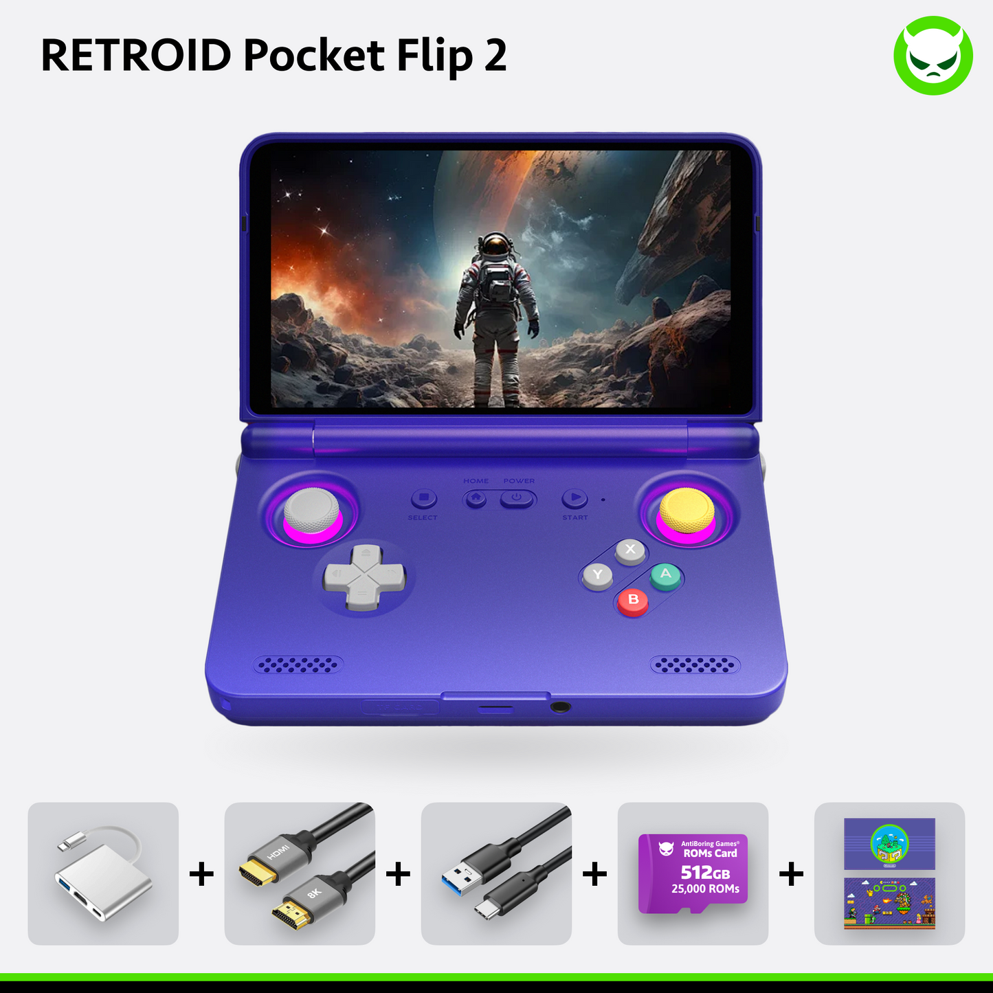 Retroid Pocket Flip 2 Handheld【Pre-configured】Retro Game Console SD865 (34 Emulators / 25K+ Games Pre-installed)
