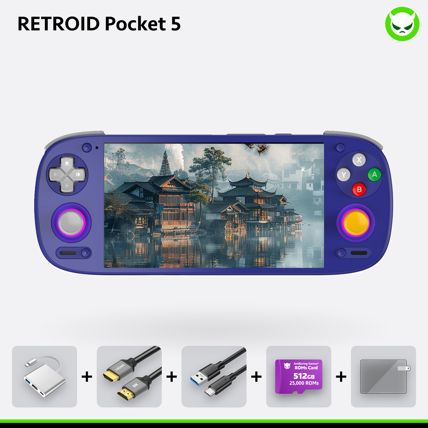 Retroid Pockect 5 Handheld【Pre-configured】Retro Game Console SD865 (34 Emulators / 25K+ Games Pre-installed)