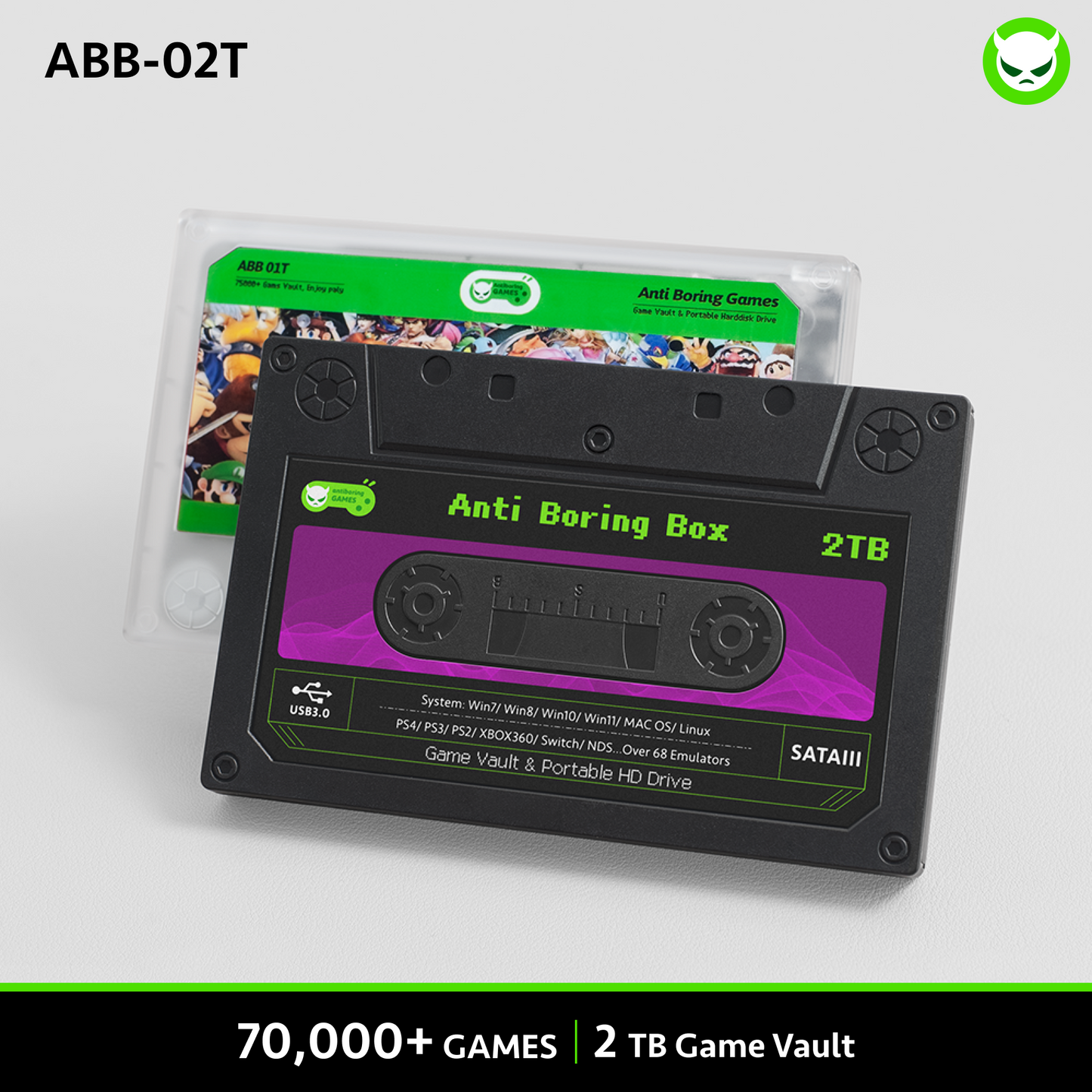 Anti Boring Box Game Vault Hard Disk Drive【Buy 1 Get 1 Programmable Wireless Game Controller+1 USB-B Cable+ 1 USB-C Cable + 2 Stickers】【70000 for 2TB】【57000 for 1TB】Switch / PS4 / PS3 / XBOX360 / 3DS, etc Games Collections Ready to Play Gift Package