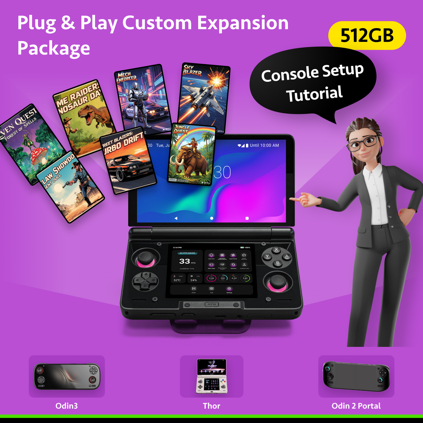 512GB Plug & Play Custom Expansion Package (Pre-Configured System) For AYN Thor / AYN Odin 2 Portal / AYN Odin 3 (No Console)