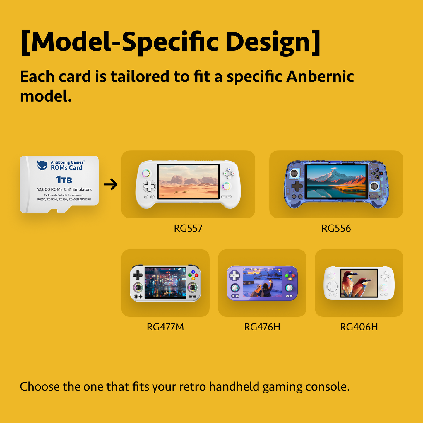 【Superb ROMs Card】1TB Suitable for Anbernic Models: RG557 / RG477M / RG556 / RG406V / RG406H / RGCube(33 Emulators, 42K+ Games Pre-installed) /WiiU/PS2/PSP/PS1/Gamecube/Wii/3DS, etc